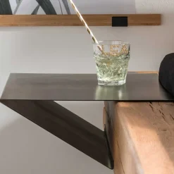 Wohnen Naturholzmöbel|Betten*Industrial Bett mit Recyclingleder Kopfteil - Cresp