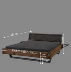 Wohnen Naturholzmöbel|Betten*Industrial Bett mit Recyclingleder Kopfteil - Cresp