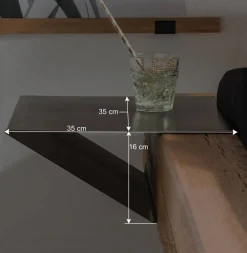 Wohnen Naturholzmöbel|Betten*Industrial Bett mit Recyclingleder Kopfteil - Cresp