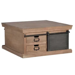 Wohnen Schwarze Möbel|Naturholzmöbel*Industrial Chic Couchtisch mit Stauraum - Jantonia