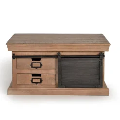 Wohnen Schwarze Möbel|Naturholzmöbel*Industrial Chic Couchtisch mit Stauraum - Jantonia