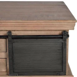 Wohnen Schwarze Möbel|Naturholzmöbel*Industrial Chic Couchtisch mit Stauraum - Jantonia