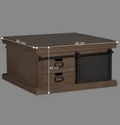 Wohnen Schwarze Möbel|Naturholzmöbel*Industrial Chic Couchtisch mit Stauraum - Jantonia