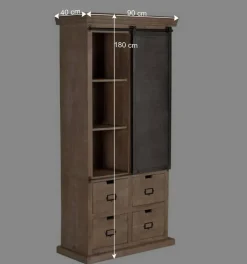 Wohnen Vitrinen|Wohnzimmer-Vitrinen*Industrial Chic Schrank aus Mangobaum Massivholz - Jantonia