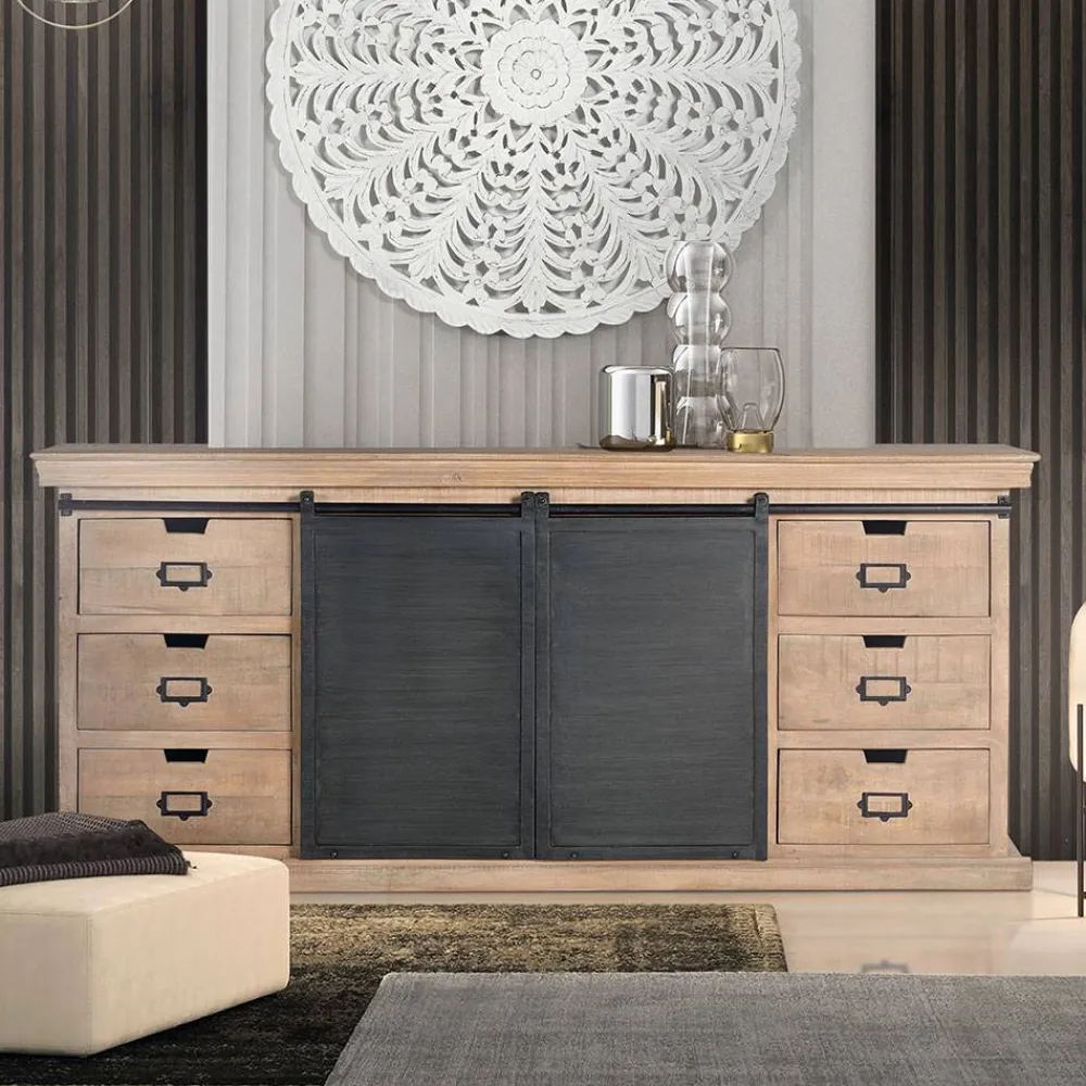 Wohnen Loft Möbel|Industrial Möbel*Industrial Chic Sideboard mit Schiebetüren - Jantonia