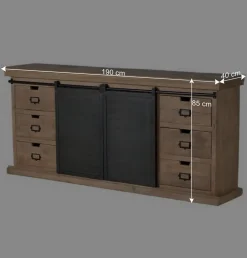 Wohnen Loft Möbel|Industrial Möbel*Industrial Chic Sideboard mit Schiebetüren - Jantonia