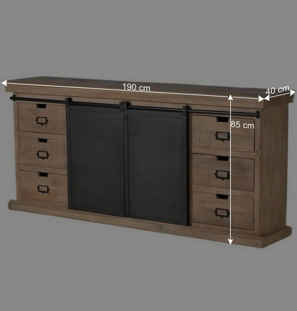 Wohnen Loft Möbel|Industrial Möbel*Industrial Chic Sideboard mit Schiebetüren - Jantonia