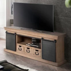 Wohnen Industrial Chic TV Kommode mit Schiebetüren - Jantonia