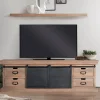 Wohnen Schwarze Möbel|Loft Möbel*Industrial Chic TV Lowboard mit Schiebetüren - Jantonia
