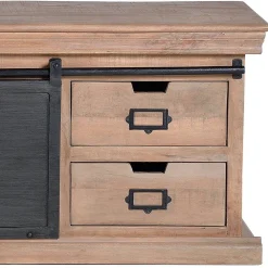 Wohnen Schwarze Möbel|Loft Möbel*Industrial Chic TV Lowboard mit Schiebetüren - Jantonia