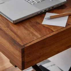 Kinder Wohnen Industrial Design Schreibtisch aus Sheesham Holz - Apolon