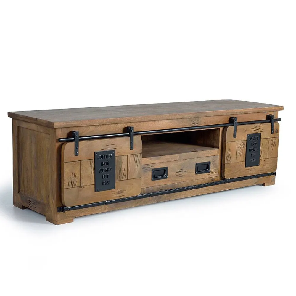Wohnen Industrial Design TV Lowboard aus Mangoholz - Semian