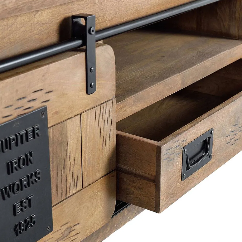 Wohnen Industrial Design TV Lowboard aus Mangoholz - Semian