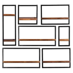 Wohnen Schwarze Möbel|Naturholzmöbel*Industrial Design Wandboard Set - Mendoza (siebenteilig)