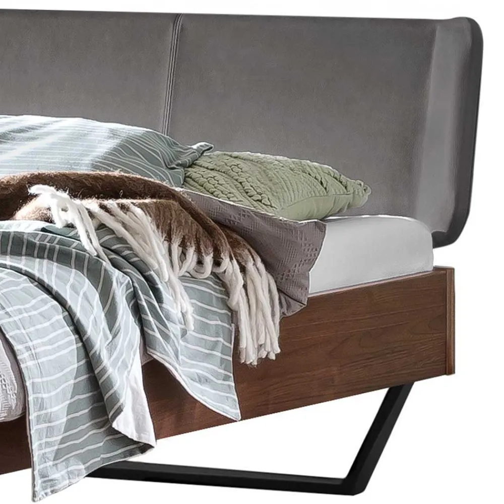 Wohnen Betten|Betten*Industrial Doppelbett in Nussbaum Braun - Lavrin