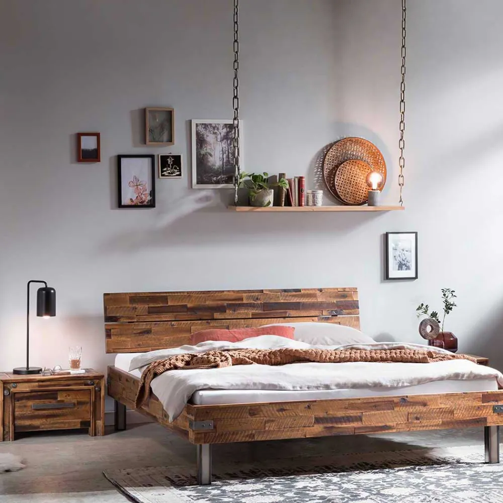 Wohnen Industrial Einzelbett aus Akazie massiv - Vetonia