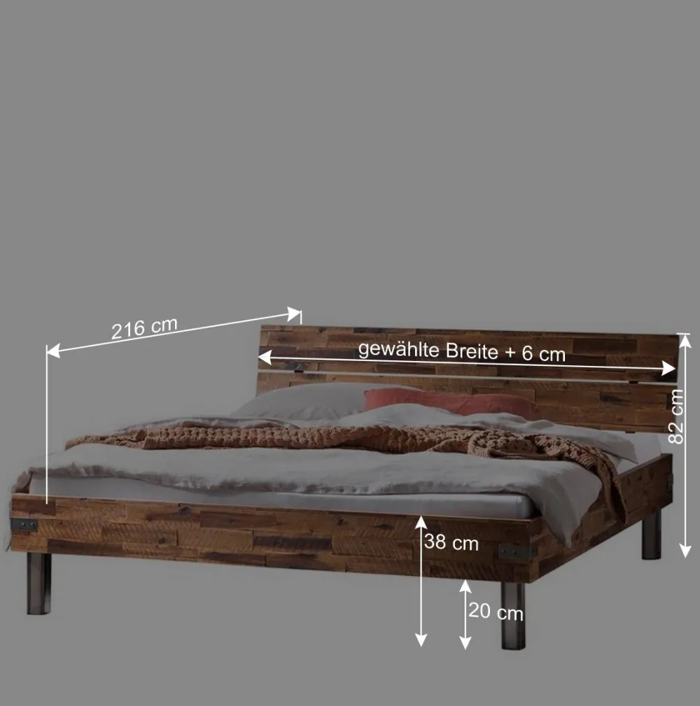 Wohnen Industrial Einzelbett aus Akazie massiv - Vetonia