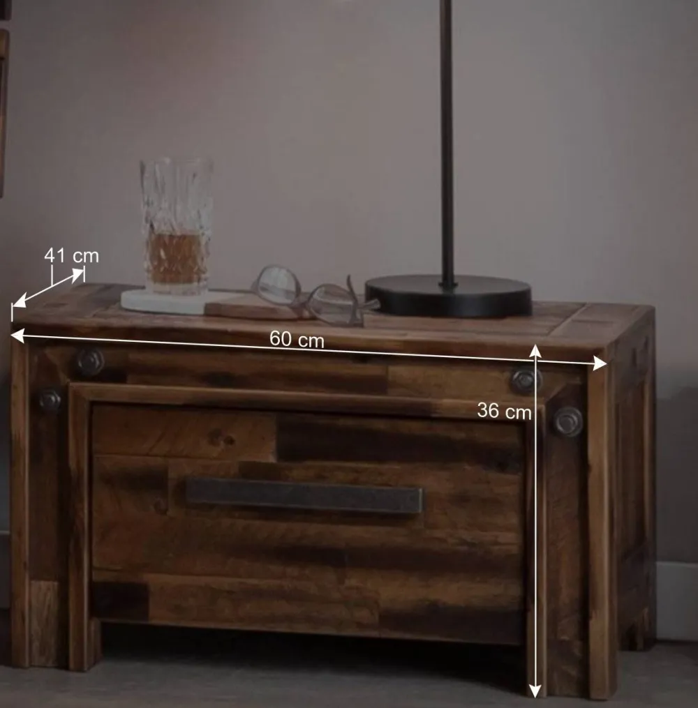 Wohnen Industrial Einzelbett aus Akazie massiv - Vetonia