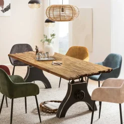 Wohnen Industrial Esstisch mit Teak Altholzplatte - Banyo