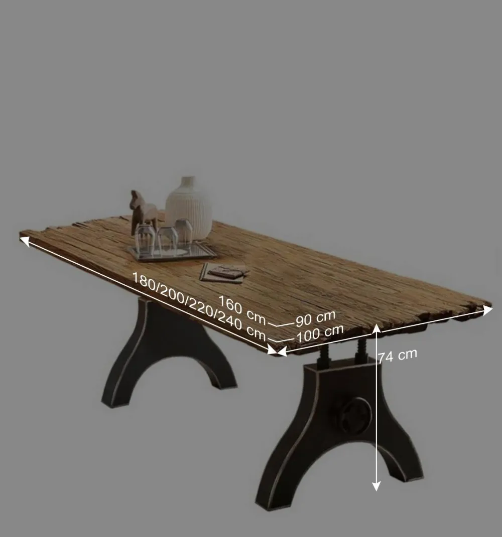 Wohnen Industrial Esstisch mit Teak Altholzplatte - Banyo