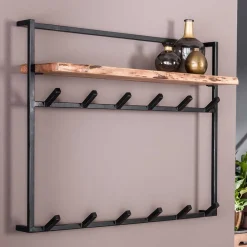 Wohnen Industrial Garderobe mit Ablageboden aus Akazie - Wandawo