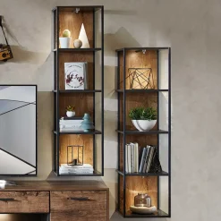 Wohnen Esszimmerregale|Regale*Industrial Hängeregal in Dekor Eiche Dunkel - Xindus