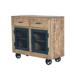 Wohnen Küchenschränke|Flurkommoden*Industrial Kombi-Kommode auf Metall-Rädern - Thiano