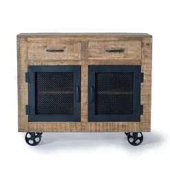 Wohnen Küchenschränke|Flurkommoden*Industrial Kombi-Kommode auf Metall-Rädern - Thiano