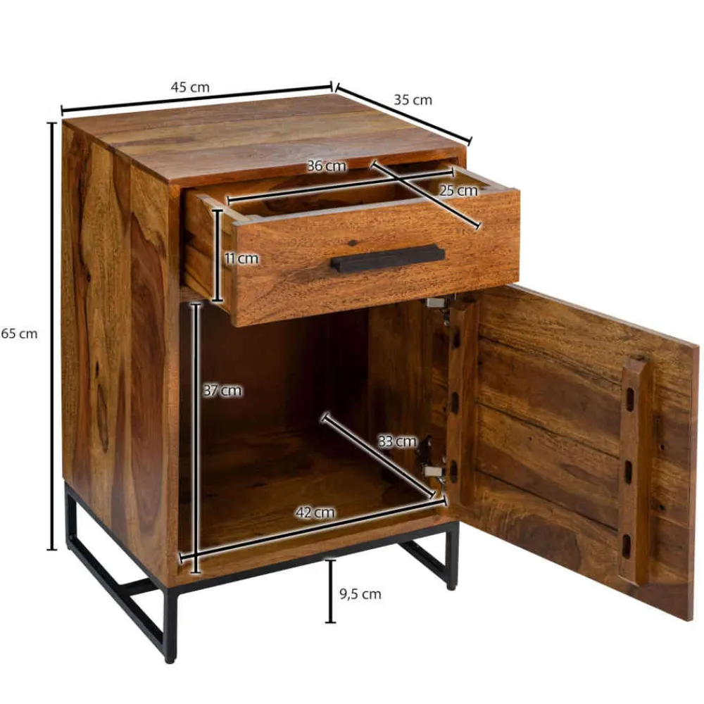 Wohnen Industrial Nachtschrank mit Schublade und Tür - Vacca