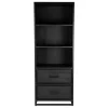 Wohnen Industrial Regal in Schwarz mit 2 Schubladen - Esturado