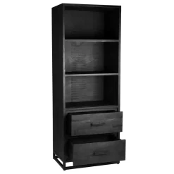 Wohnen Industrial Regal in Schwarz mit 2 Schubladen - Esturado