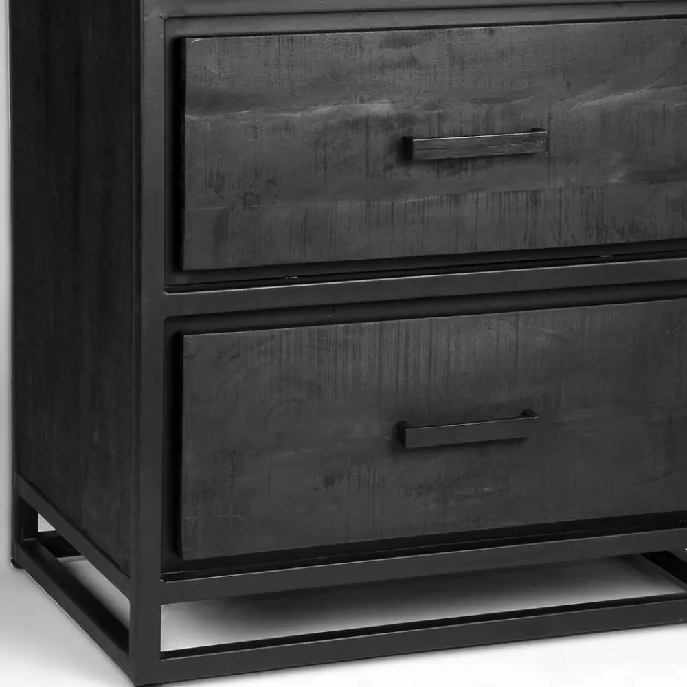 Wohnen Industrial Regal in Schwarz mit 2 Schubladen - Esturado