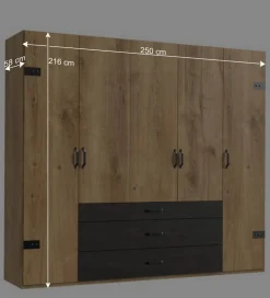 Wohnen Industrial Schlafzimmerschrank mit fünf Türen - Bram