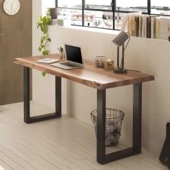 Wohnen Bürotische*Industrial Schreibtisch mit Baumkante Akazie - Amlina