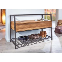 Wohnen Industrial Schuhbank in Wildeiche Optik - Vedrico