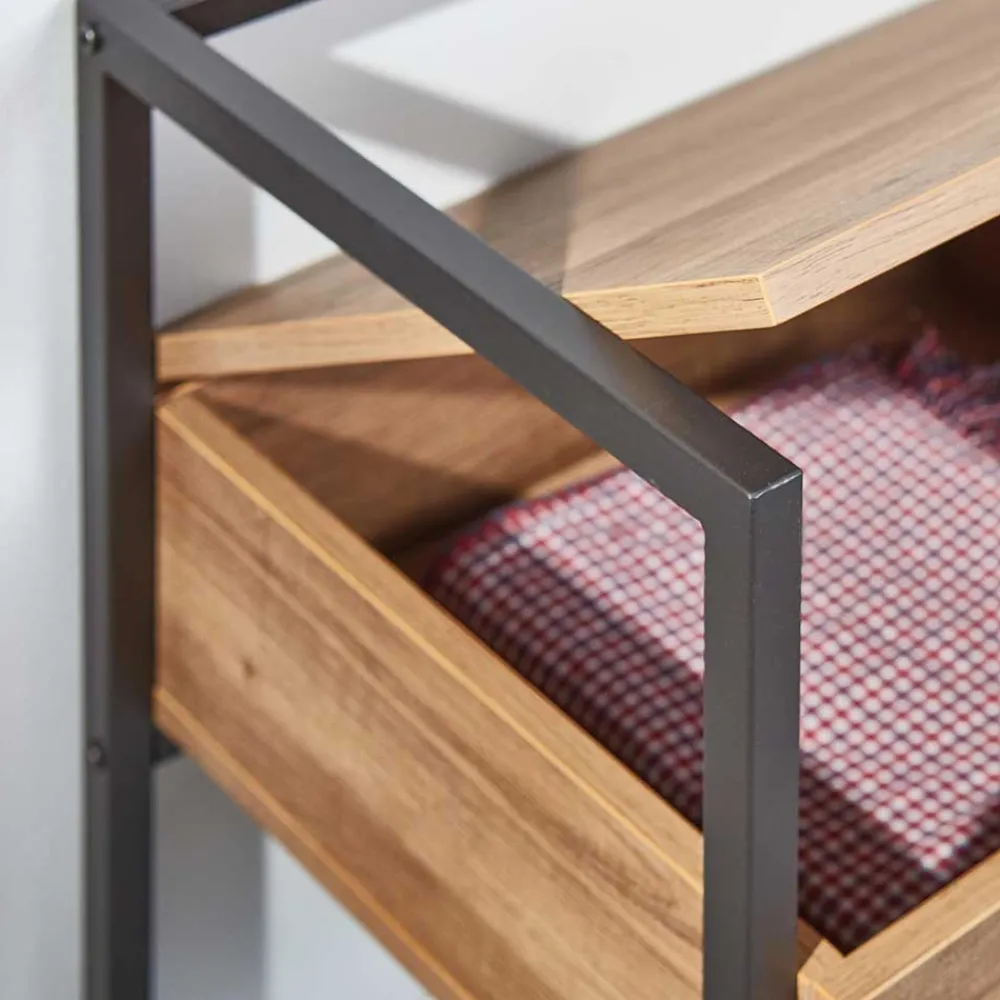 Wohnen Industrial Schuhbank in Wildeiche Optik - Vedrico