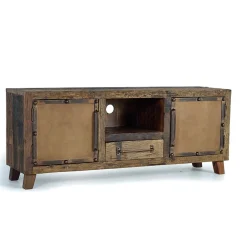Wohnen Industrial TV Kommode aus Altholz und Metall - Stock