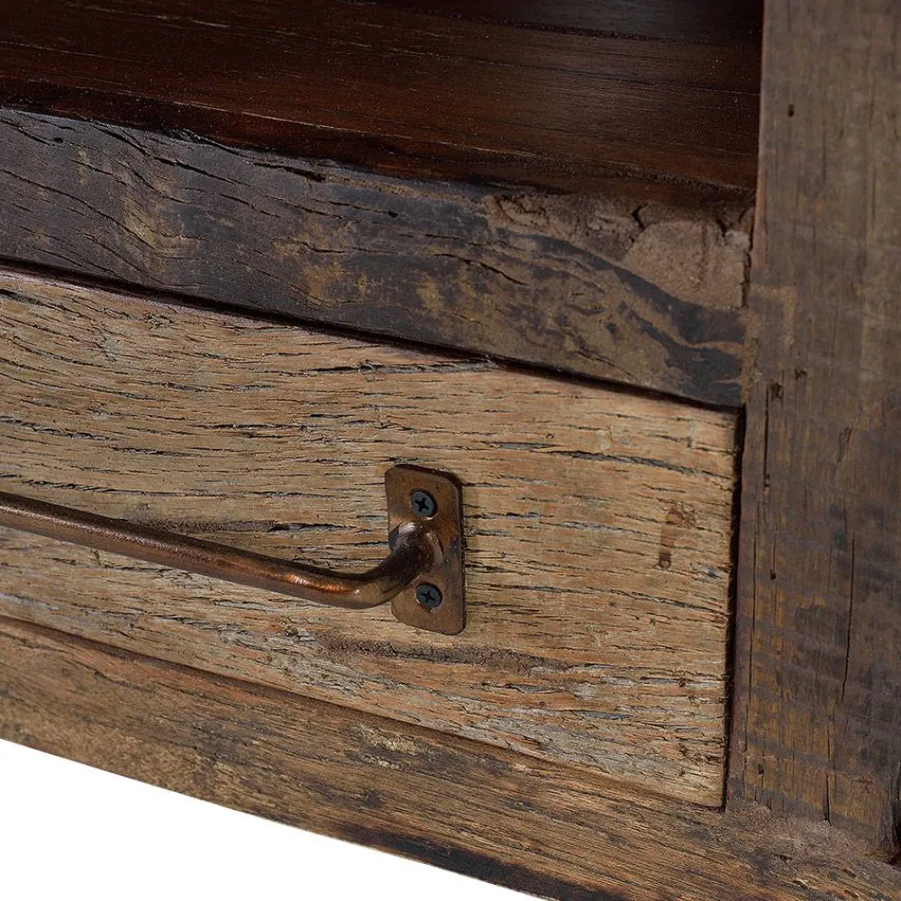 Wohnen Industrial TV Kommode aus Altholz und Metall - Stock