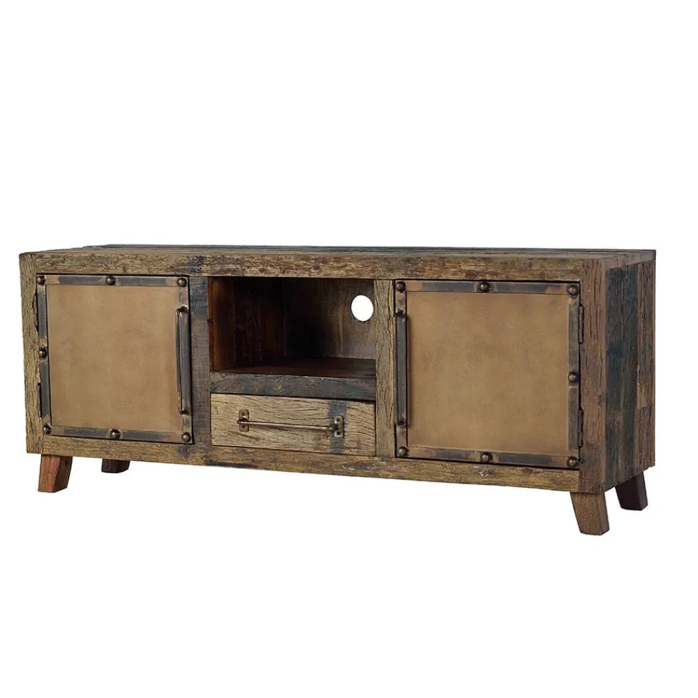 Wohnen Industrial TV Kommode aus Altholz und Metall - Stock