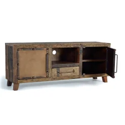 Wohnen Industrial TV Kommode aus Altholz und Metall - Stock