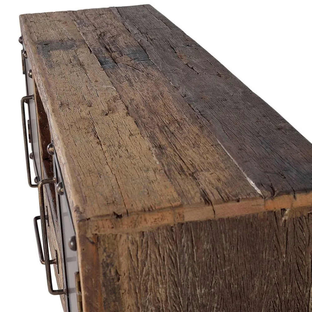 Wohnen Industrial TV Kommode aus Altholz und Metall - Stock