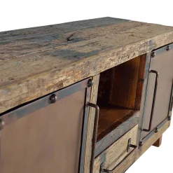 Wohnen Industrial TV Kommode aus Altholz und Metall - Stock