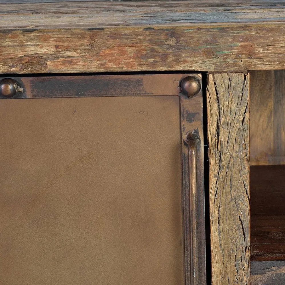 Wohnen Industrial TV Kommode aus Altholz und Metall - Stock