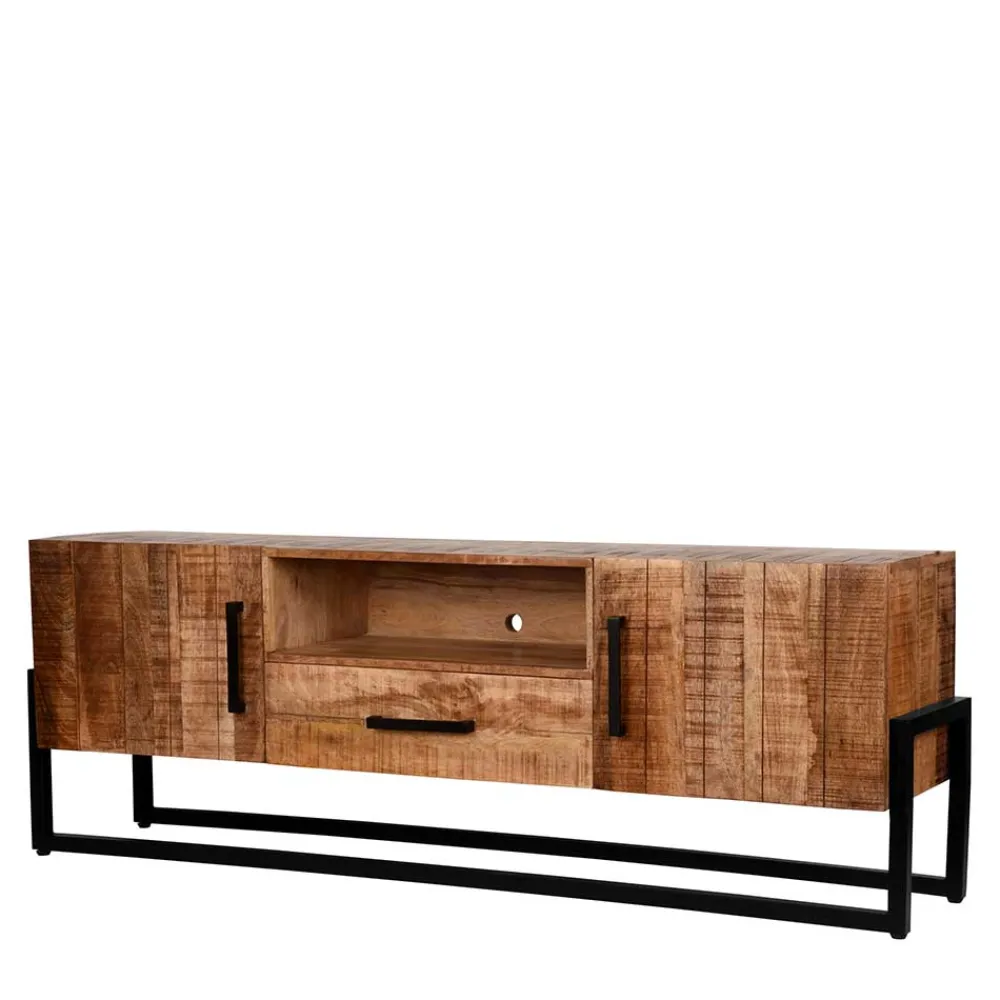 Wohnen Industrial TV Lowboard aus Mangobaum - Schanow