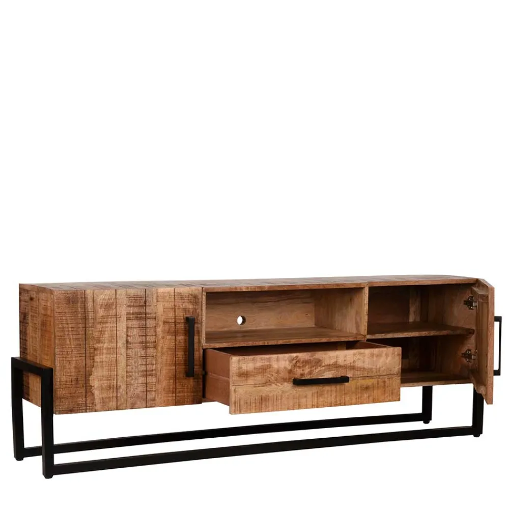 Wohnen Industrial TV Lowboard aus Mangobaum - Schanow