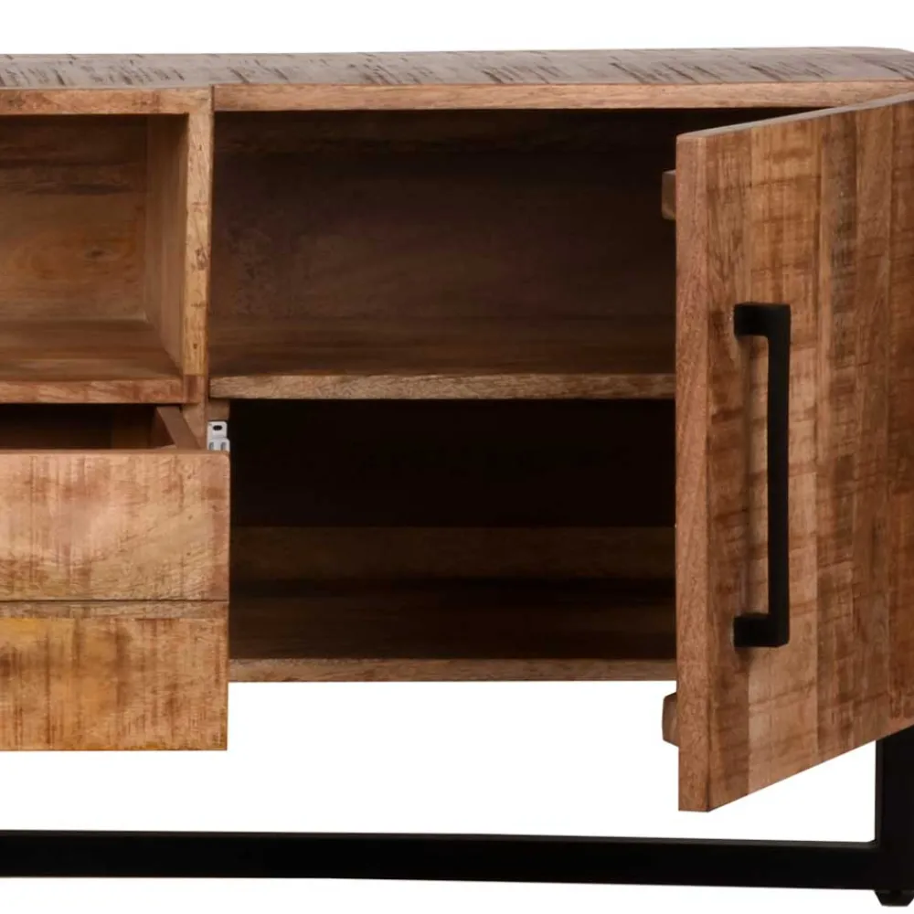 Wohnen Industrial TV Lowboard aus Mangobaum - Schanow