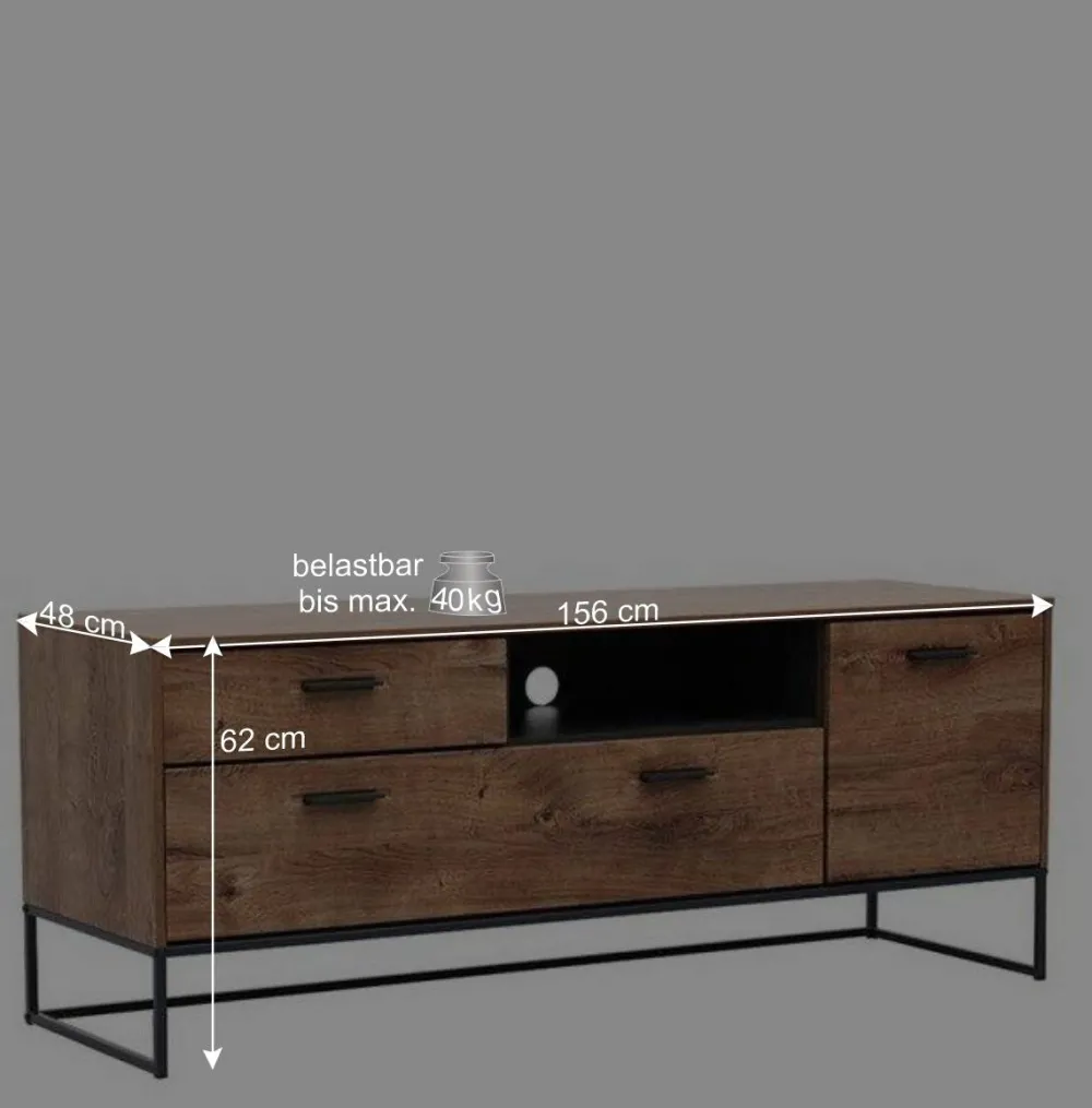 Wohnen Industrial Unterschrank für TV-Gerät 156x62x48 - Xindus