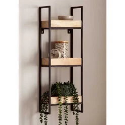 Wohnen Industrial Wandregal mit drei Ablagen - Karibia