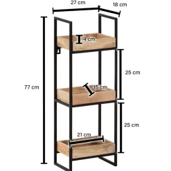 Wohnen Industrial Wandregal mit drei Ablagen - Karibia