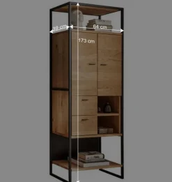 Wohnen Industrial Wohnzimmerschrank aus Wildeiche Massivholz - Manarola